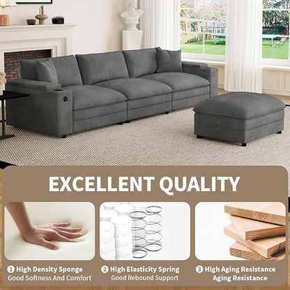 115" L Shaped Cloud Sofa Couch - Image 7