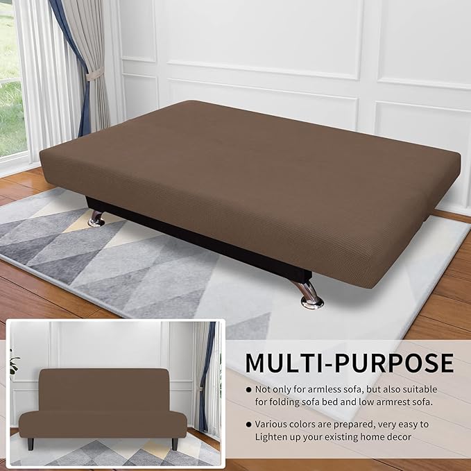 Easy-Going Stretch Futon Slipcover Armless Futon Bed Cover Furniture Protector - Image 4
