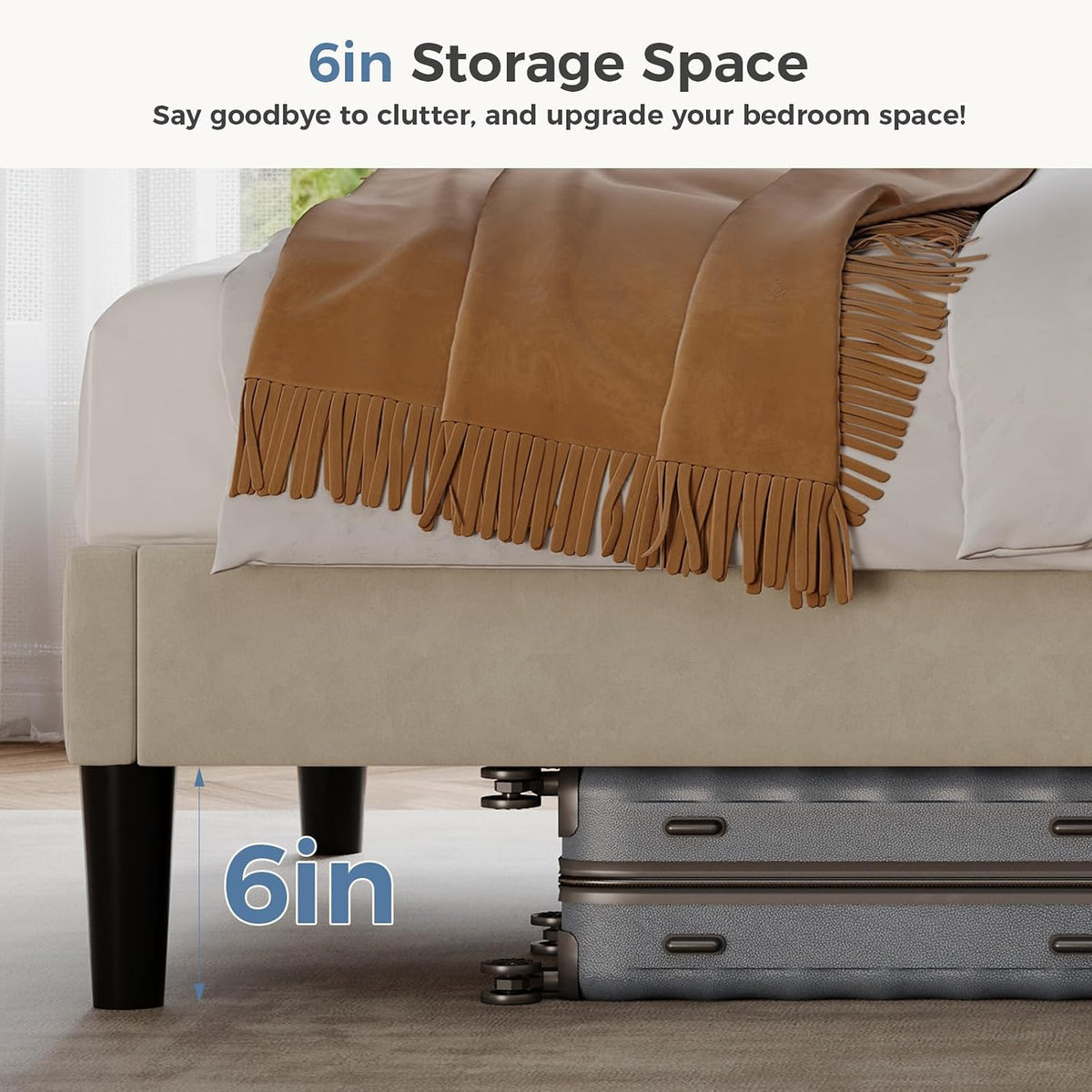 dumos full size velvet bed frame with upholstered showing dimensions
