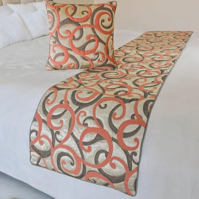 The HomeCentric King/Queen/Twin Orange Designer Full 68"x18" Bed Runner by TheHomeCentric