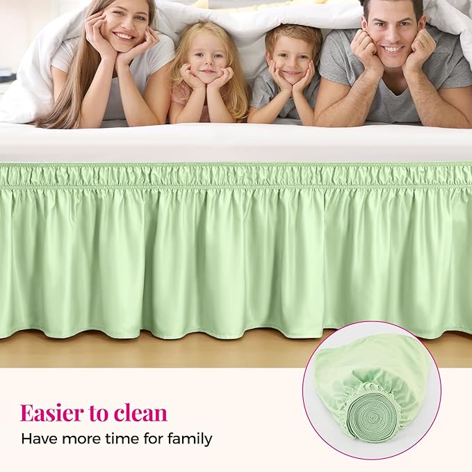 RIMELA Bed Skirt Queen Size Baby Green 15 Inch Drop, Wrap Around Elastic - Image 9