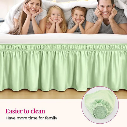 RIMELA Bed Skirt Queen Size Baby Green 15 Inch Drop, Wrap Around Elastic - Image 9