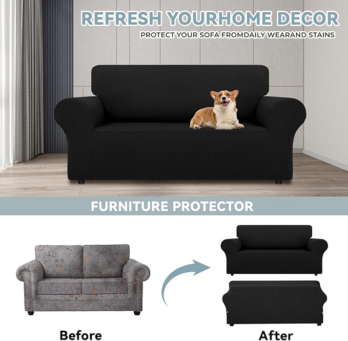 LURKA Stretch Loveseat Sofa Slipcovers 1 Piece Couch Covers - Image 3