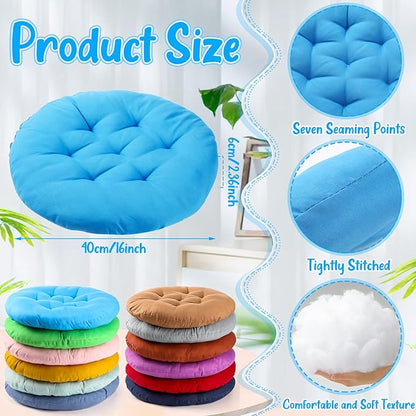 Fumete 12 Pcs Floor Pillows Cushions Seating 16 x 16 Inches Color Round Seat - Image 3