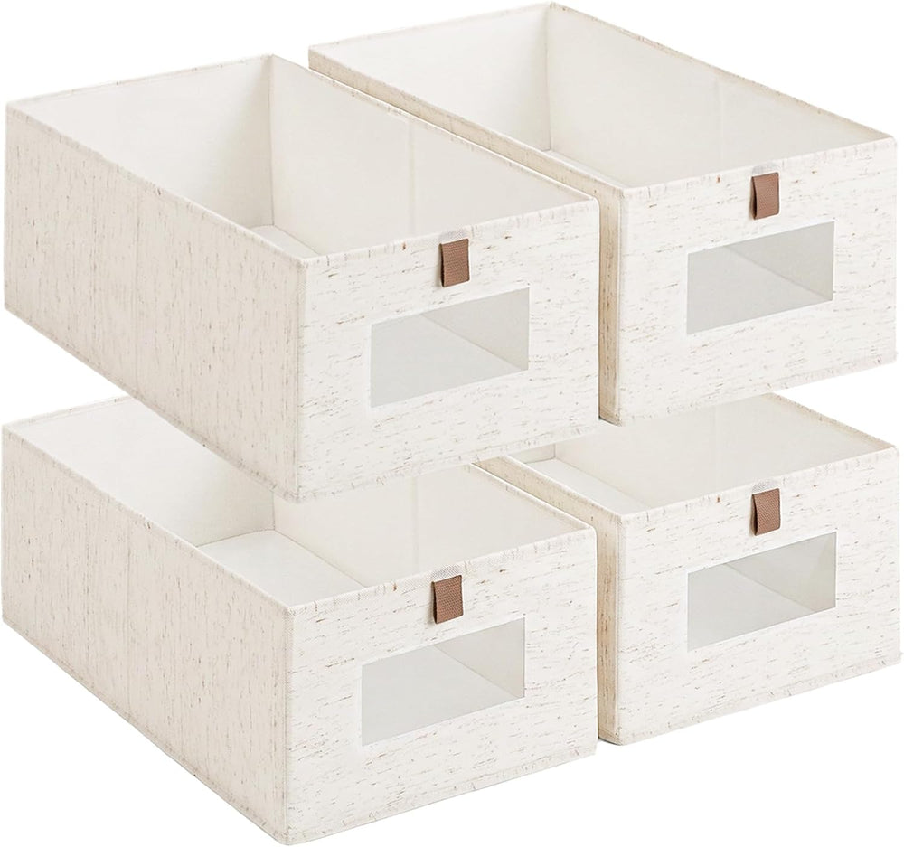 StorageWorks Basics Closet Storage Bins with Clear Window, 4-Pack, Beige