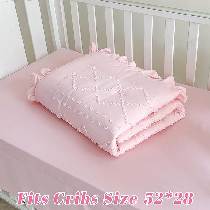 Wowelife Baby Girl Crib Bedding Set, Boho 3-Piece Crib Comforter Set - Image 7