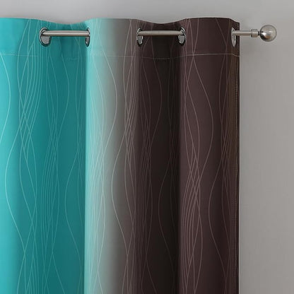 Estelar Textiler Brown and Teal Blackout Curtains & Drapes - Image 4