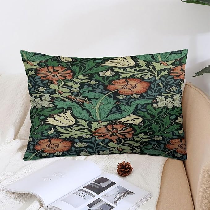 Compton Floral Art William Morris Throw Pillow Covers 12x20 Inch Aesthetic - Image 4