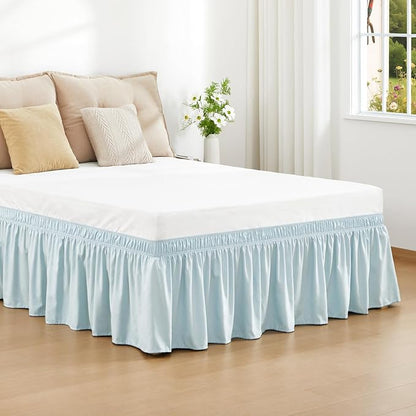 RIMELA Grayish Blue Bed Skirt Queen Size 18 Inch Drop, Wrap Around Elastic - Image 2