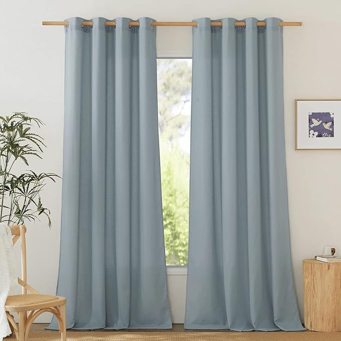 NICETOWN Thick Flax Linen Stone Blue Curtains by NICETOWN