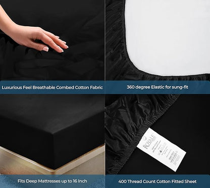 ROYALE LINENS 400 Thread Count 100% American Grown Cotton Fitted Sheet Twin Size - Image 5