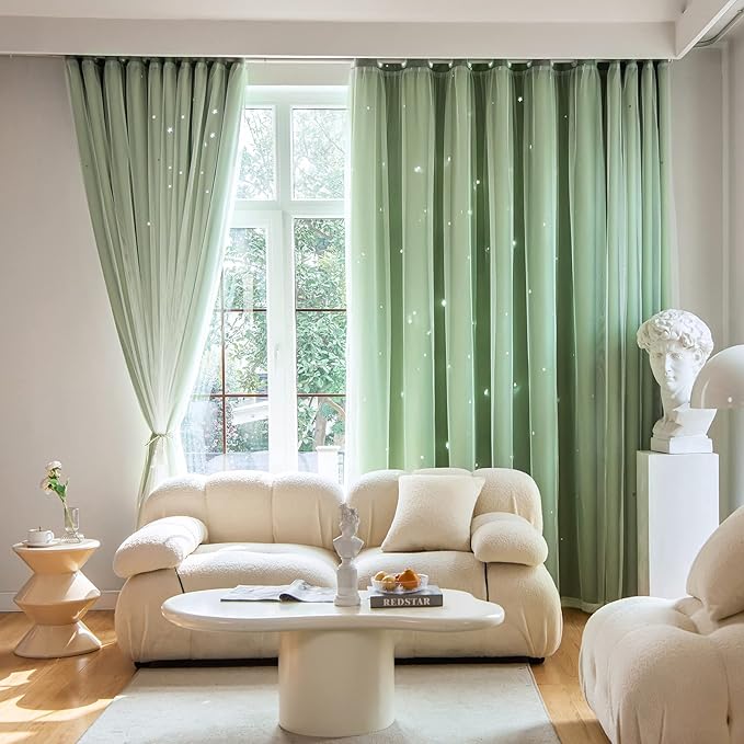 Stars Double Layer Blackout Curtains by Loyala