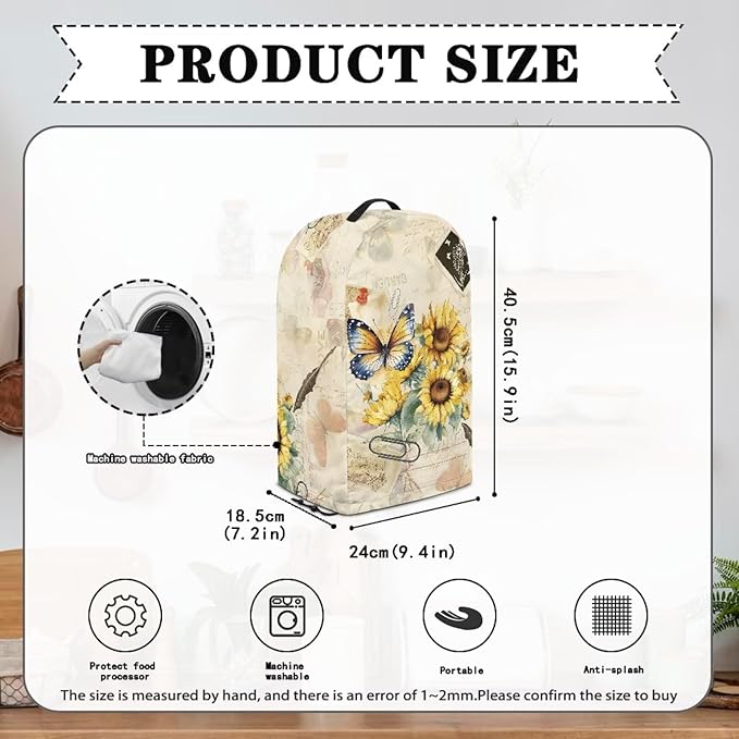Blender Dust Cover, Sunflower Butterfly Stand Mixer or Coffee Maker Appliance - Image 5
