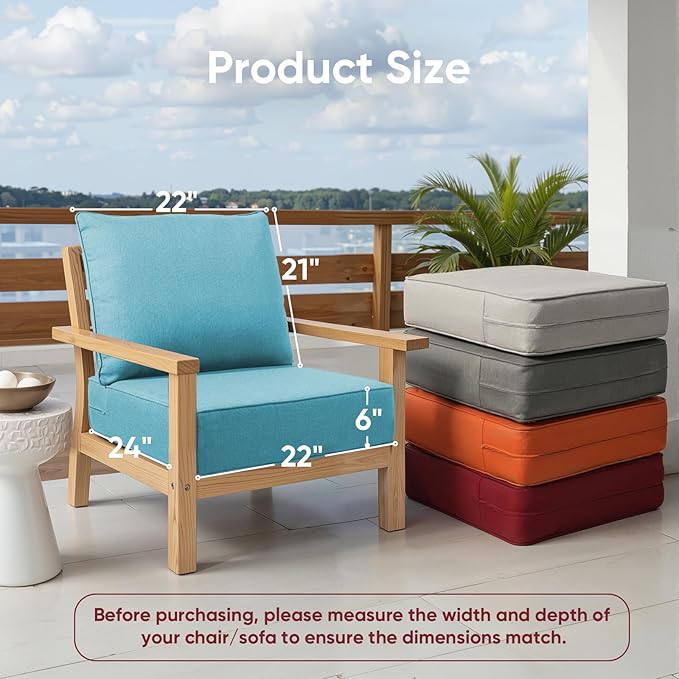 Outdoor Chair Cushions, 6 inch Thick Seat Cushion - Image 2
