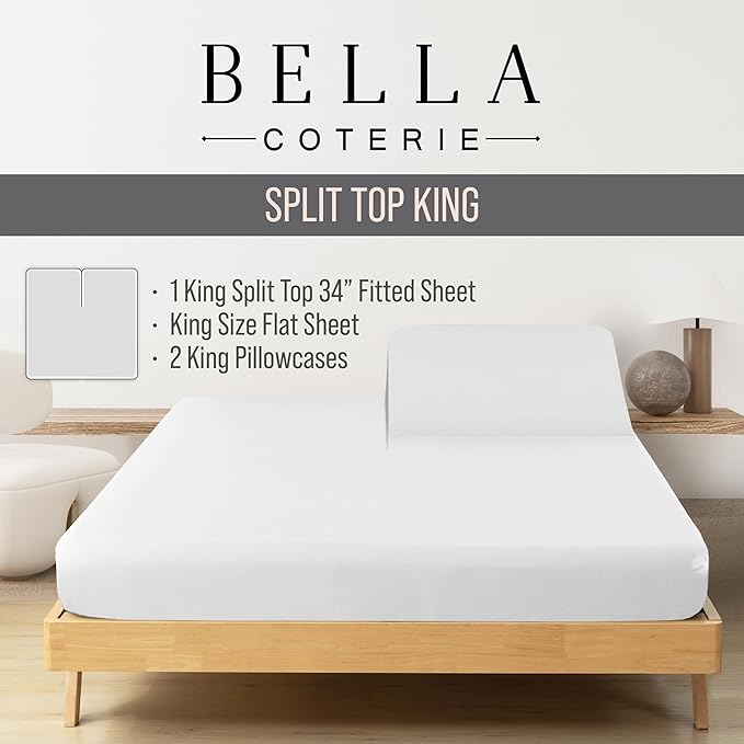 Bella Coterie Luxury Bamboo Viscose 34” Split Top King Size Sheet Set | 1 - Image 2