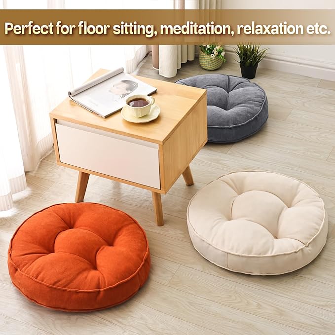 Floor Pillow Set of 2, Memory Foam Floor Cushions - Image 5