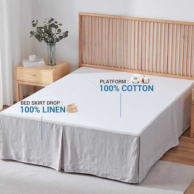 Simple&Opulence Premium Linen Bed Skirt Basic Style 18 inch Tailored Drop Dust - Image 2