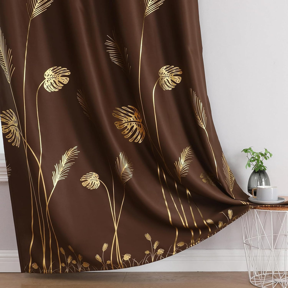 estelar textiler brown blackout patterned curtains for living on a desk or shelf