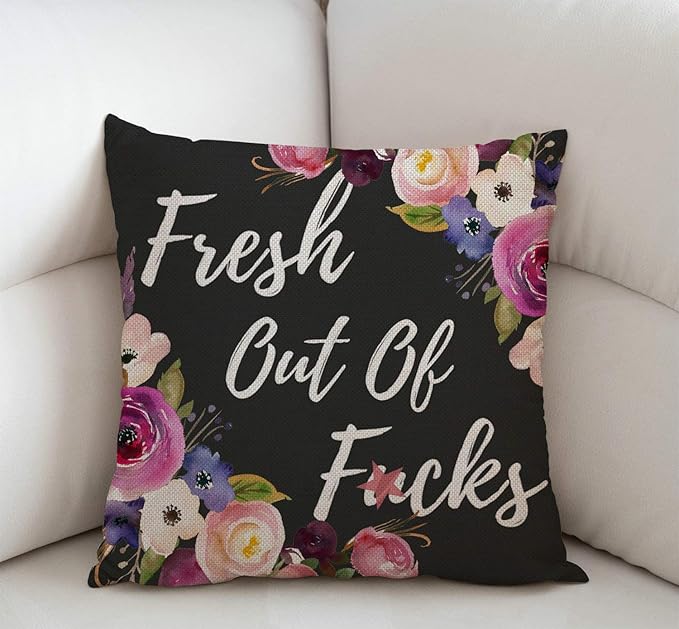 Swono Funny Decorations Pillow Cover Fresh Out of F CKS Farmhouse Decor Throw - Image 2
