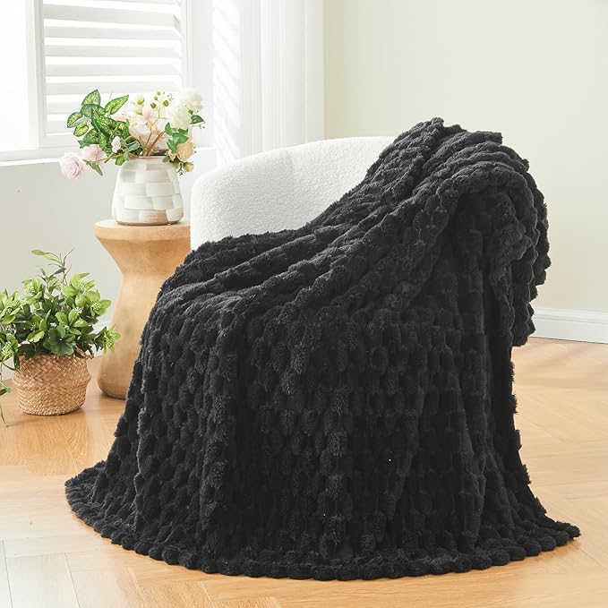 NEWCOSPLAY Super Soft Queen Blanket Black Premium Silky Flannel Fleece 3D - Image 7