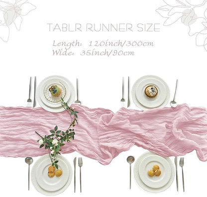 IVAPUPU 4 Pcs Cheesecloth Table Runner - 10ft Pink Boho Gauze Cheese Cloth - Image 4