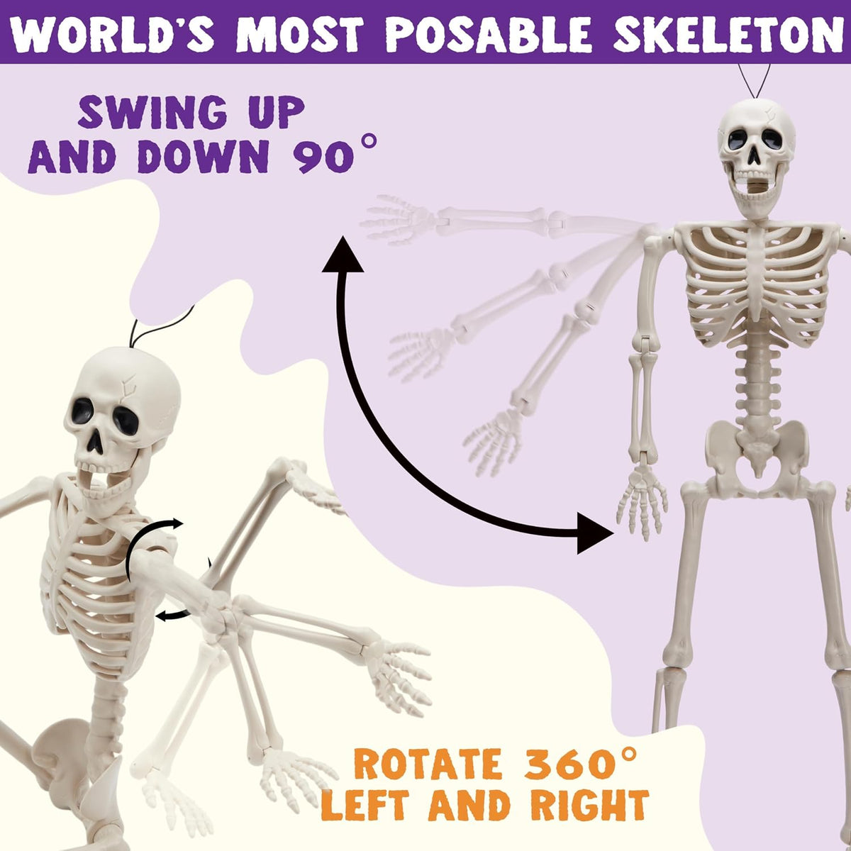 JOYIN 12 PCS 16" Halloween Skeleton Decor, Full Body Movable Stayable Joints Plastic Skeleton, Posable Hanging Skeletons for Halloween Decoration Indoor Outdoor, Graveyard Yard Party Decor