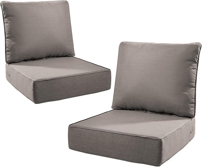 6" Thick Outdoor Cushions 22x24x6, 2-Set Deep Seat Patio Cushions by Pugire