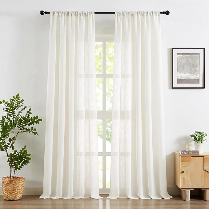Treatmentex Flax Blend Linen Semi Sheer Curtains by Treatmentex