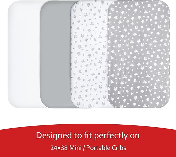 Mini Portable Crib Sheets 4 Pack - Image 2