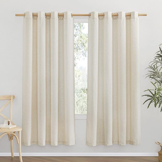 NICETOWN Linen Flax Semi Sheer Curtains 72" Length, Grommet Window Treatments by NICETOWN