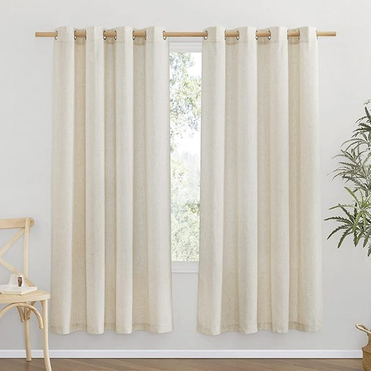 NICETOWN Linen Flax Semi Sheer Curtains 72" Length, Grommet Window Treatments by NICETOWN