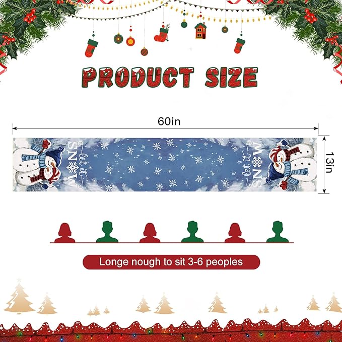 OTOSTAR A Couple Snowman Let It Snow Christmas Table Runner, Xmas Seasonal - Image 5