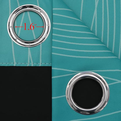 Estelar Textiler Teal and Greyish White Blackout Curtains 63 Inches Long - Image 7