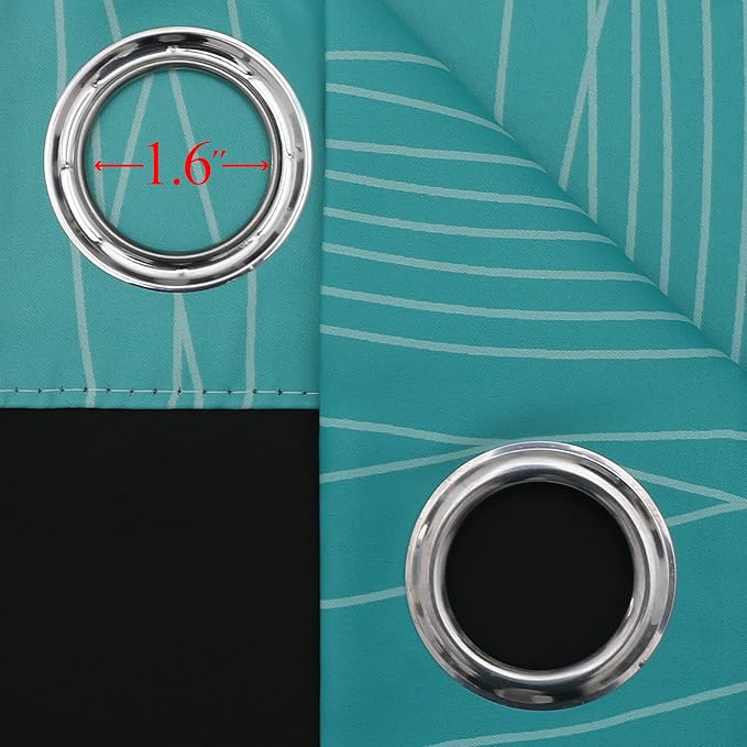 Estelar Textiler Teal and Greyish White Ombre Blackout Curtains 90 Inch Length - Image 7
