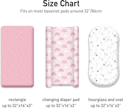 Bassinet Sheets for Baby Girl 32 * 16, 3 Pack Soft Breathable Baby Bassinet - Image 3