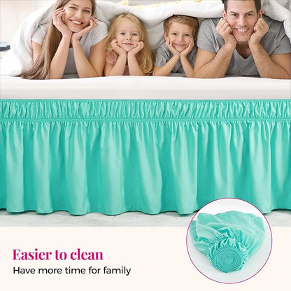 RIMELA Spa Blue Bed Skirt Queen Size 18 Inch Drop, Elastic Bed Skirting - Image 4