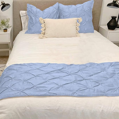 Bed Runner Set - 100% Pure Cotton 800 Thread Count - Luxury 1 Pinch Pleated Bed - Image 2