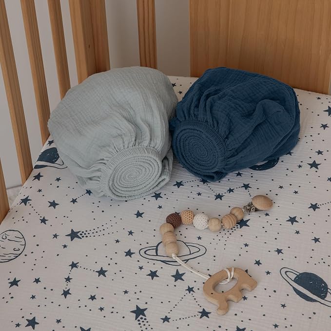 Gllquen Baby Muslin Mini Crib Sheets 3 Pack, Breathable Pack and Play Sheets - Image 3