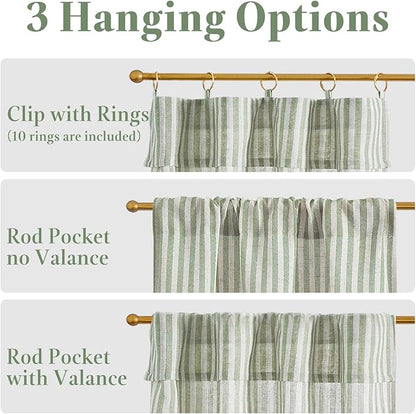 jinchan Striped Linen Kitchen Curtains - Image 5