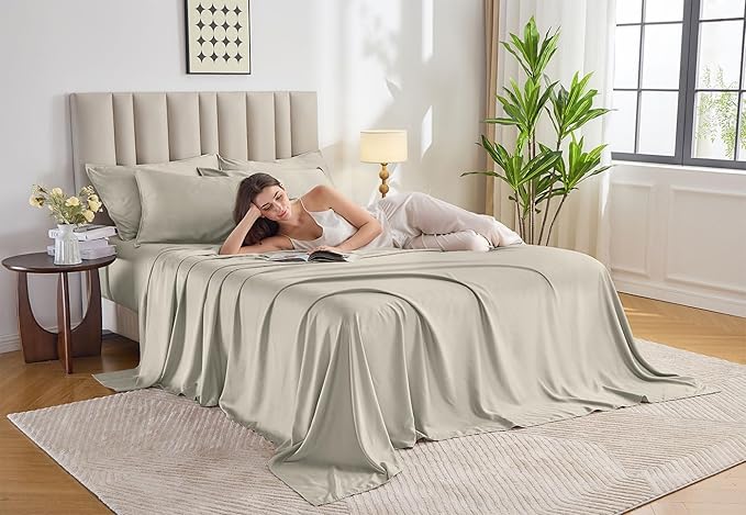Pure Bamboo Queen Sheets, Genuine 100% Organic Viscose Derived from Bamboo Bed - Image 2