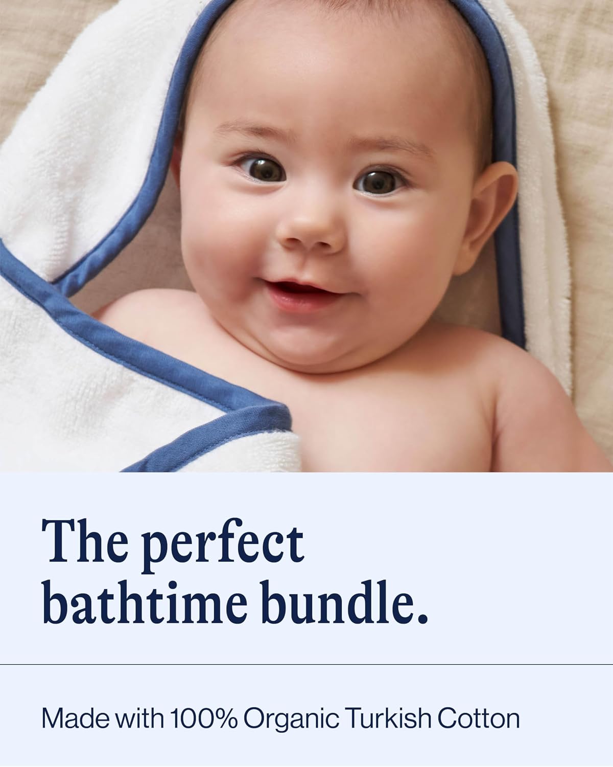 lalo hooded towel and washcloth set, 100% organic shown in use