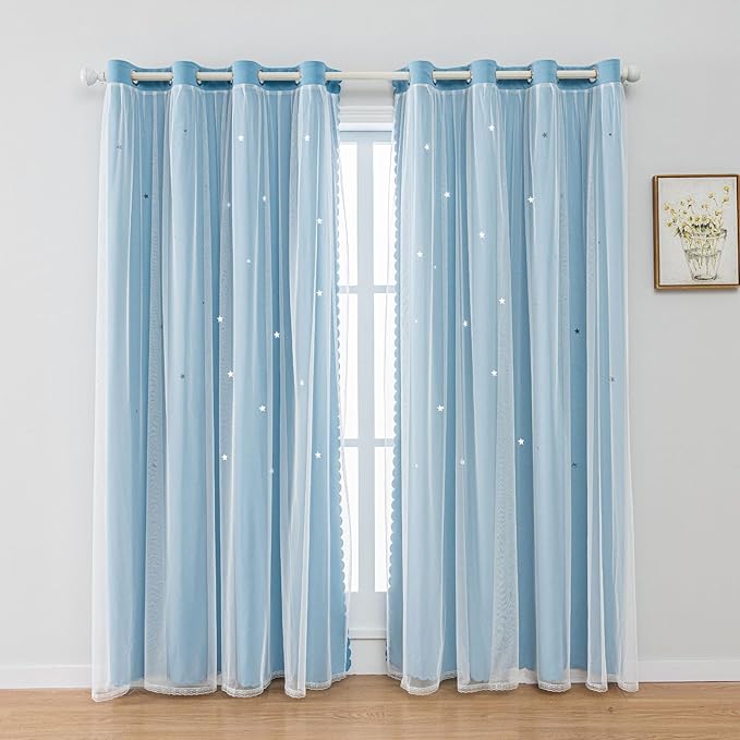 FANLI 2 Panels Star Blackout Curtains by FANLI