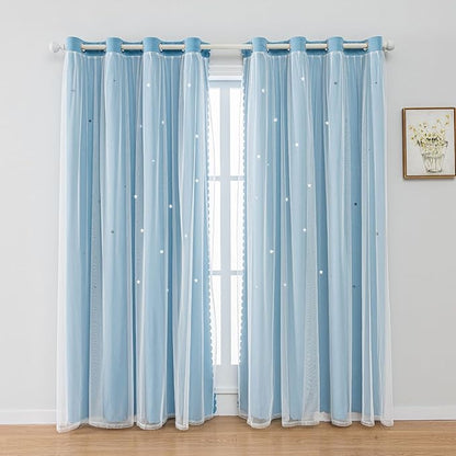 FANLI 2 Panels Star Blackout Curtains by FANLI