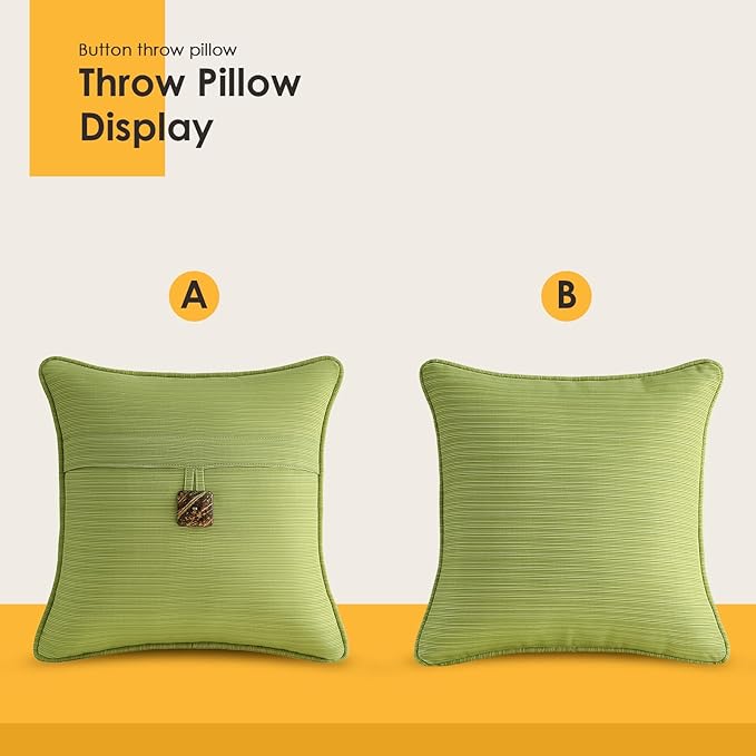 Outdoor DecorativePillows with Coconut Button Pack of 4, Chartreuse - Image 3