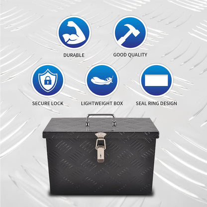 aluminum truck tool box with top handle, black(16"×7.5"×10"), package contents