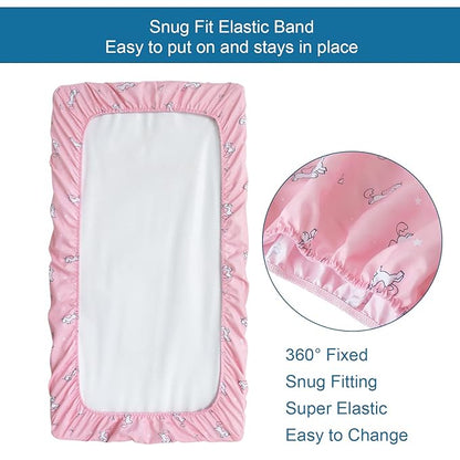 Girl Crib Sheets 4-Pack, Fitted Sheets 52'' x 28'' - Image 6