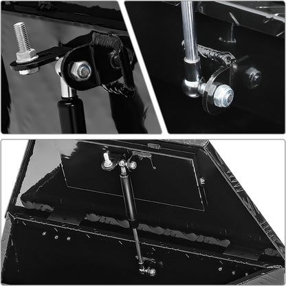 dna motoring trailer tongue box, lockable aluminum truck showing dimensions