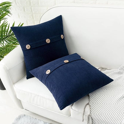 HWY 50 Navy Blue Chenille Throw Pillow Covers 18x18 Inch - Image 4