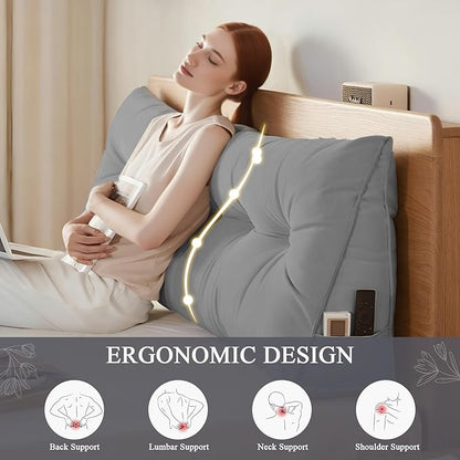 Headboard Pillow Queen, Large Triangular Wedge Headboard Pillow - Image 2