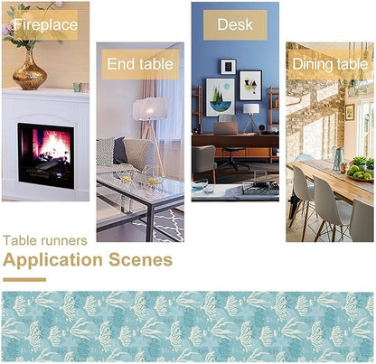 Ocean Seaweed Coral Table Runner Beach Blue Nautical Starfish Coral Table Runner - Image 6